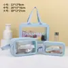 Bolsa de Higiene Pessoal Transparente à Prova d'Água Ins Bolsa Satchel de PU Bolsa de Cosméticos Multifuncional Bolsa Satchel de Grande Capacidade à Prova d'Água Bolsa de Cosméticos