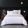 Novo Modelo 2026 Conjunto de Quatro Peças para Hotel Cinco Estrelas, Tecido Sarja Espessado 120g, Roupa de Cama de Linho Branco Puro