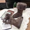 Botas de Neve Dobráveis de Meio Comprimento para Mulheres, com Fivelas de Uso Duplo, Solado Grosso e Punhos de Pelo, Impermeáveis, Espessadas, Quentes e Versáteis
