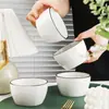 Tazón de Cerámica Simple Creativo para Hogar Tazón para Arroz Vajilla de Cerámica Nórdica Bajo Esmalte Platos
