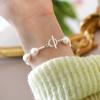 Pulseira de pérolas naturais de água doce com fivela, bracelete de pérolas em formato barroco, design sofisticado, pulseira pequena de amor para mulheres
