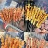 Espetinhos de cordeiro grelhados, finos e redondos, espetos de ferro comerciais, espetos para churrasco, fabricante de embalagens, espetos descartáveis para delivery