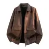 Nova Jaqueta de Couro de Voo da Força Aérea para Primavera e Outono, Casaco Retro Americano de Couro PU, Jaqueta de Couro Curta Masculina Slim Fit Tamanho Plus