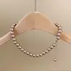 Colar de pérolas para taça de champanhe estilo Ni Ni corrente para clavícula de luxo leve design de nicho colar estilo frio