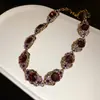 Joyería Vintage de Segunda Mano, Collar Geométrico Incrustado de Diamantes, Exquisita Cadena para Clavícula Retro, Conjunto de Joyería de Lujo Ligero de Alta Gama