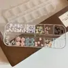 Decorações de Unhas Tendência 12 Compartimentos Strass para Unhas Flor Rosa Gelo Transparente Laço Pérola Strass Redondo Strass de Fundo Plano para Unhas Postiças