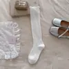 Meias Finas Youjiaxiu Primavera e Verão para Mulheres, Série Miu, Cor Sólida, Respiráveis, Punho Largo, Meias até a Panturrilha, Borda Enrolada, Cano Longo, Meias Arrastão