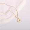 Collar de Sol y Luna Transfronterizo 2023 para mujer, chapado en latón europeo y americano, oro real de 14 quilates, con diamantes y cadena de clavícula con forma de estrella.