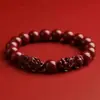 Pulsera Pixiu Doble de Cinabrio Arena Dorada Púrpura Año del Zodiaco Pulsera de Cuentas Redondas para Hombres y Mujeres Joyería de Cuentas Hilo Suministro en Vivo Venta al Por Mayor