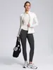 Define chaqueta de yoga para mujer, con cremallera, de manga larga, tejido cepillado, cuello alto, elástica, corte ajustado, top deportivo de yoga