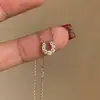 Collar de Herradura Mini Ultra-Delgado en Forma de U con Diamantes Completos Estilo Japonés, Luz Deslumbrante de Lujo, Diseño de Nicho Exquisito, Sensación de Alta Gama, Cadena Versátil para Clavícula