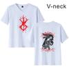 Camiseta de manga corta con cuello en V informal para parejas con estampado de anime de Amazon, estilo espada de verano, Berserk legendario, combinable