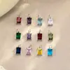 Plata esterlina S925 doce piedras de nacimiento geométrico cuadrado circonita plata collar colgante exquisito color circonio accesorios de joyería diy