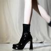 Botines para Mujer de Estatura Baja y Elegantes, Nuevo Estilo Otoño e Invierno 2024, Tacones Gruesos que No Cansan los Pies, y Botines de Tacón Alto con Abrigos