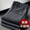 Pantalones Largos de Verano para Hombre con Cintura Elástica Delgada, Corte Holgado, Pantalones Deportivos Rectos Elásticos, Estilo Papá, Pantalones Casuales de Negocios sin Planchar