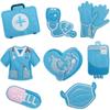 Equipo de Rescate Médico Rojo Azul Blanco Parche de Tela Bordado Ropa Vestido Dibujos Animados Parche de Estetoscopio Pegatina Caja de Medicina Pegatina de Capítulo