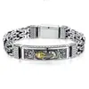 Dupla corrente paz tatuagem dinheiro pulseira valente personalidade popular masculino retro moda pulseira de prata joias transfronteiriças