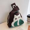 Bolso de Mano Estilo Ins, Versión Coreana y Japonesa, Versátil Bolso Cubo de Hilo Tejido para Llevar en la Mano para Mujer, Bolso Tote, Bolsa para el Almuerzo, Estilo Portátil de Moda