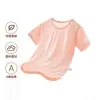 Camisetas Infantis para Meninos e Meninas, Tops Finos de Modal Classe A para o Verão, Roupas de Casa de Manga Curta para Crianças, Pijamas de Manga Curta para Ar Condicionado