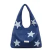 Bolsa de Ombro Grande Capacidade Estilo Coreano Minimalista Bordada com Estrelas para Mulheres, Novo Modelo 2026, Bolsa de Axila Casual para Estudantes Universitários e Commuters