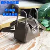 Bolso Lindi original importado de cuero Togo, hecho a mano con hilo de cera, 19/26 mini, tipo almohada, maletín de doctor, para mujer, azul vegetal