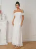 Vestido Bandeau de Malla con Encaje Estilo Europeo Nuevo Color Sólido Ajustado Sin Espalda