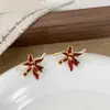 Brincos de Gota de Óleo Vermelho Ancola Estilo Commuter Versátil Vintage Luxo Leve High-End Coleção Brincos Simples da Moda para Mulheres