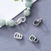 Plata de Ley S925 Colgante de Cuenta Geométrica Cuadrada Entrelazada Pulsera de Cristal con Cuentas DIY Materiales de Accesorios de Plata