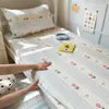 Lençol de Cama Ajustável Waffle de Algodão para Estudante Peça Única Protetor de Colchão 100% Algodão Cobertura de Cama de Solteiro para Dormitório Conjunto de Três Peças 3