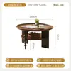 Mesa Redonda Maciza de Madera Vintage Estilo Francés, Mesa de Café de Doble Capa y Mesa Auxiliar para Sala de Estar de Mediados de Siglo, Mesa de Té Pequeña de Diseñador