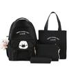 Mochila escolar nova fofa para aluno do ensino fundamental que reduz o peso, cachorro de desenho animado, casual para aluno do ensino médio, mochila de quatro peças para meninas