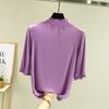 Camiseta Modal de Gola Média Alta com Manga Meia-manga Feminina Verão Fina Camisa Interna Base Camiseta Modeladora Estilo Ocidental Top