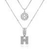 Collar con Colgante de Letra Inicial A-Z Transfronterizo Europeo y Americano Moda Personalidad Doble Capa Letra Colgante de Diamante Cadena de Clavícula