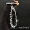 Cadena de cristal para teléfono móvil, cadena de cuentas hecha a mano de gran sentido, cordón para teléfono móvil, adorno colgante para bolso, cadena corta para teléfono móvil.