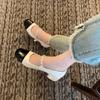 2386-55 Otoño Nuevo Zapatos Mary Jane de Estilo Francés con Punta Cuadrada y Tacón Cuadrado Bajo con Amplias Opciones de Talla para Mujer, Tallas 41 a 4