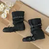 Botas de cano médio com bico redondo e laço para o verão, botas frescas que aumentam a altura, sapatos Mary Jane, sapatilhas femininas com fivela de cinto empilhadas