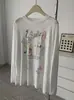 Camiseta de Manga Larga Fina de Tencel con Estampado de Dibujos Animados y Pedrería Hotfix, Protección Solar para Mujer, Novedad Verano 2026, Top de Estilo Perezoso con Sensación Fresca
