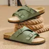 Zapatos Birkenstock para mujer 2026 nuevo verano doble hebilla una correa chanclas suela de corcho antideslizantes sandalias de exterior zapatos de hombre sin cordones