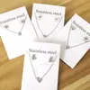 Joia Versátil da Moda com Strass Coroa Fresca Pingente de Coração Colar Pequenos Brincos de Tarraxa Conjunto de Joias de Aço Inoxidável para Mulheres