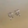 Brincos de Orelha Brilhantes de Diamante com Camada Dupla de Luxo Leve, Presilhas de Orelha Indolores de Nicho de Alta Qualidade, Design Empilhável Exquisito, Brincos Versáteis