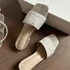 Sandalias de Deslizamiento Estampadas Lujosas y Elegantes para Mujer, Nueva Moda de Verano, Versátiles para Combinar con Vestidos, Sandalias de Exterior de Punta Cuadrada