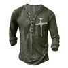 Camiseta de Manga Larga para Hombre de Comercio Exterior Europeo y Americano Transfronterizo Modelo Más Vendido con 7 Botones y Estampado Digital 3D Moda Casual Ropa para Hombre