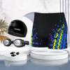 Calção de natação masculino secagem rápida anti-constrangimento touca de natação de praia óculos de natação conjunto de três peças maiô masculino profissional equipamento de natação atacado
