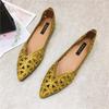 Jinbukang Internet Popular Zapatos de Frijoles para Mujer Verano Puntiagudos Todo-fósforo Hueco Casual Zapatos Planos Zapatos de Primavera para Mujer