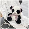 Bolsa transversal de pelúcia panda pequena para menina, bolsa de ombro única macia para presente de aniversário, bolsa de brinquedos