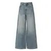 Estilo Urbano Inteligente | Jeans de Pierna Ancha Estilo Calle Americano Vintage para Mujer, Pantalones Rectos de Largo Completo, Extra Largos para Primavera