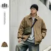 ORIGTEEN Chaqueta de Algodón Retro Americana Lavada Desgastada con Solapa Ropa de Trabajo para Hombre Engrosada con Terciopelo MY9029