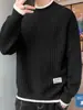 Suéter con estampado de ondas para hombre, suéter de marca de moda de otoño e invierno, ropa de suéter falso de dos piezas, suéter interior suelto de medio cuello alto