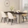 Mesa de jantar e cadeiras de ardósia preta, conjunto de jantar estilo italiano, popular para apartamentos pequenos, design moderno e minimalista, adequado para uso doméstico