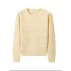 Tejido de Punto Hueco Redondo Estilo Coreano para Mujer Otoño/Invierno Único Hermoso Exquisito Manga Abullonada Capa Interior Capa Base Top para Mujer
